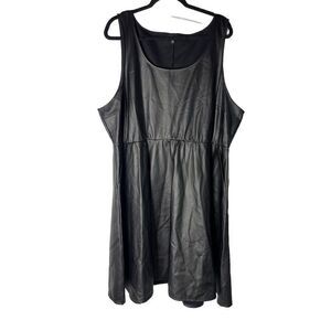 Torrid Womens Dress Faux Leather Black Plus 4 Sleeveless Fit & Flare Midi Length
